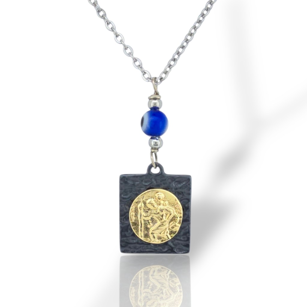 Φυλαχτό αυτοκινήτου Αγ. Χριστόφορος απο ασήμι 925° (code L008219)